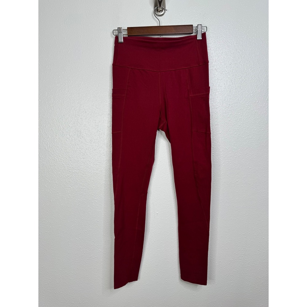Pact Organic Cotton High Waisted‎ Pocket Leggings Burgundy Red Womens Small
